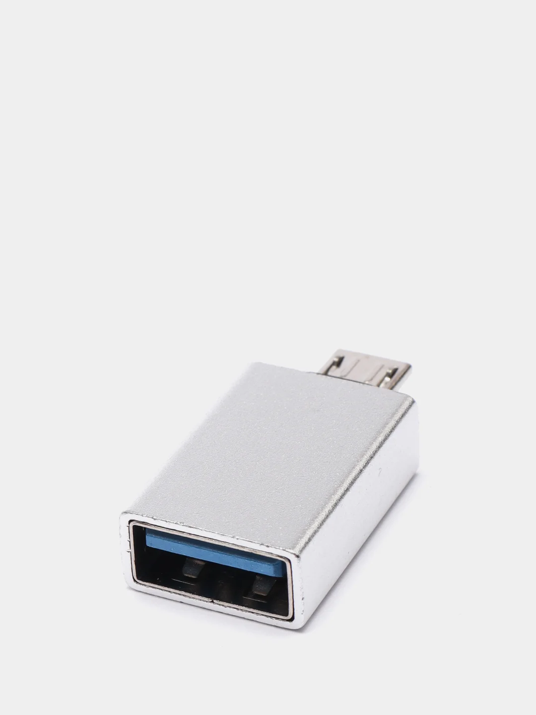 Серебряный адаптер переходник OTG micro USB на USB Type A