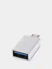 Серебряный адаптер переходник OTG micro USB на USB Type A