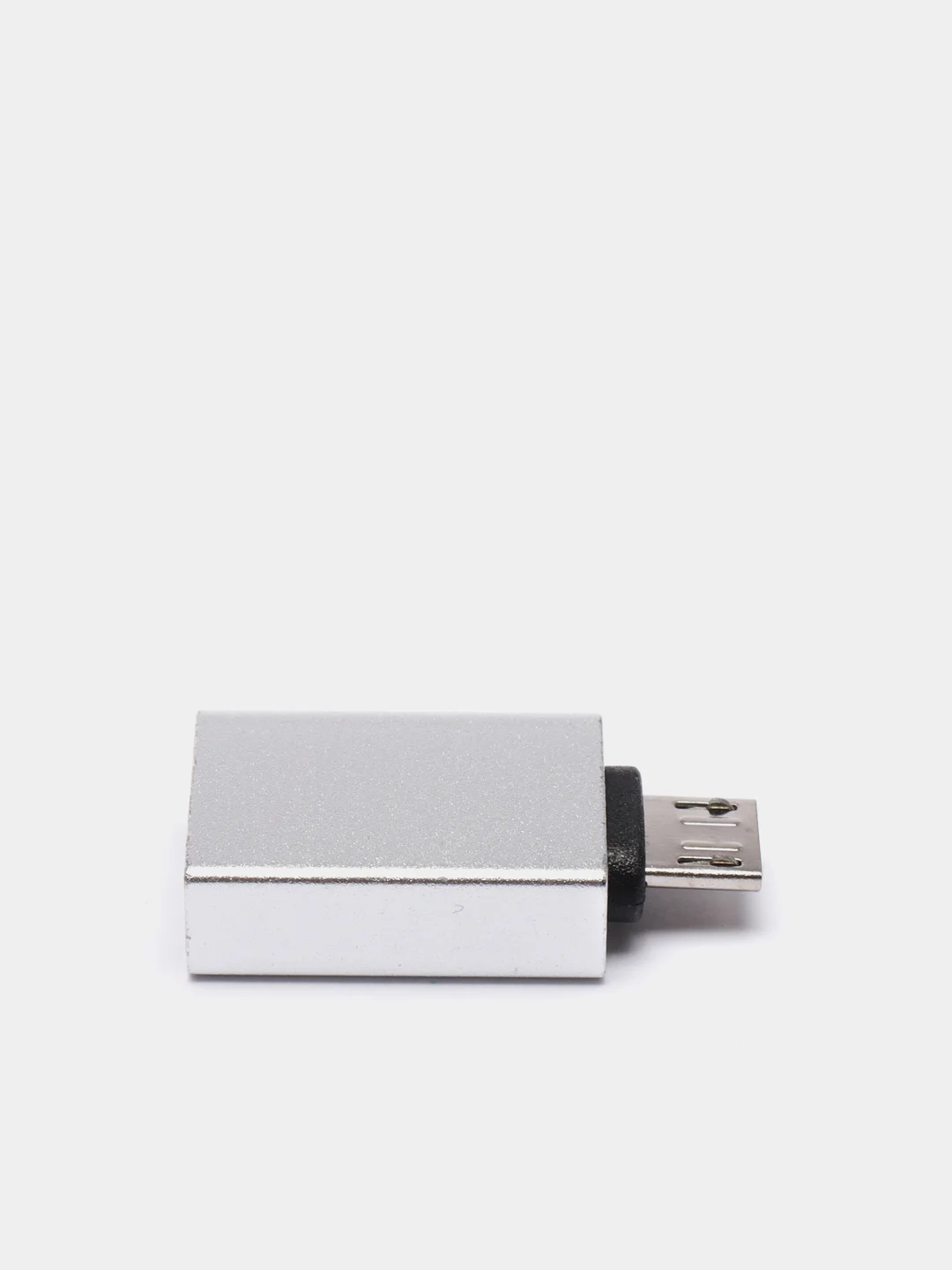 Серебряный адаптер переходник OTG micro USB на USB Type A