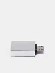 Серебряный адаптер переходник OTG micro USB на USB Type A