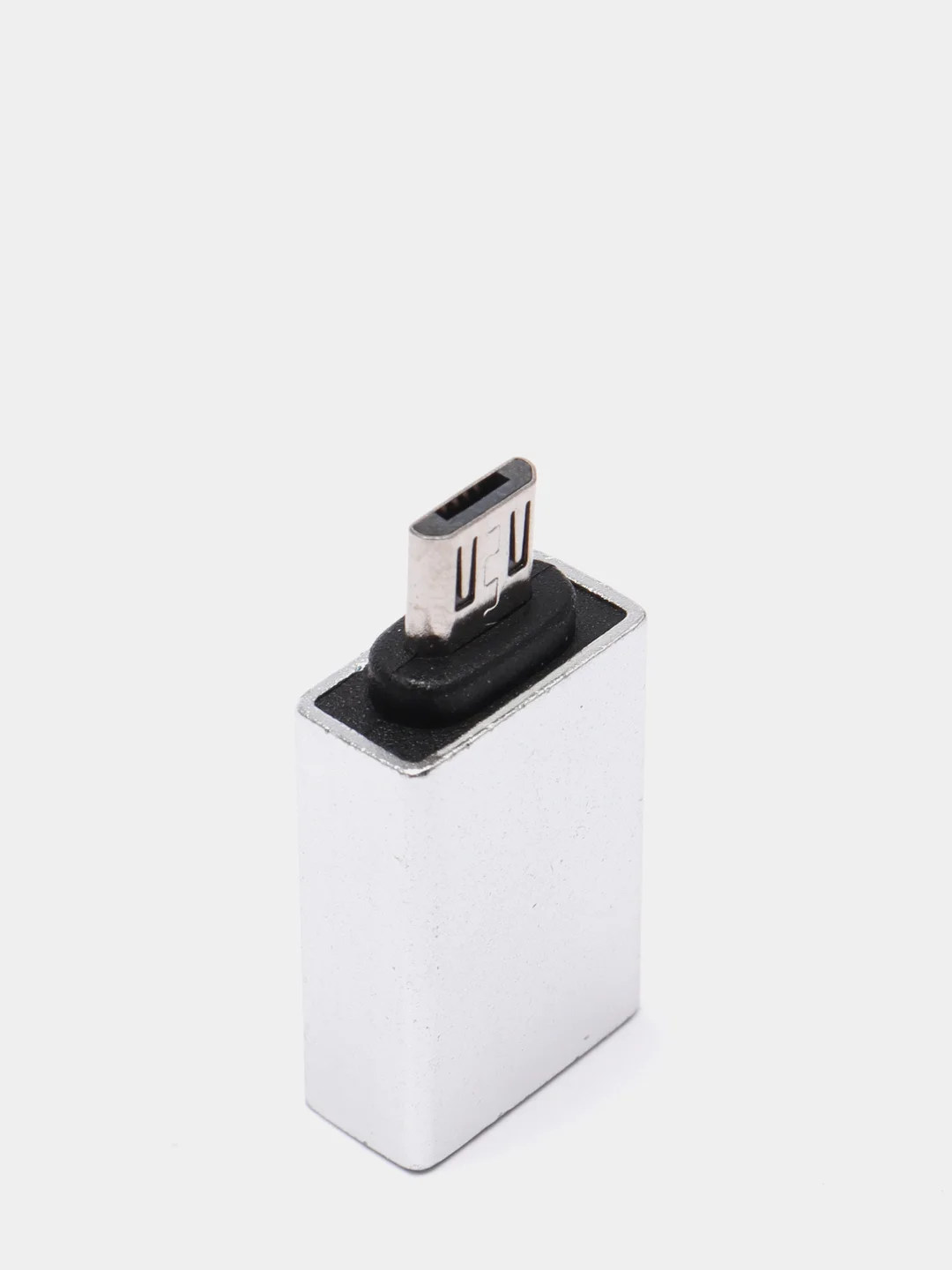 Серебряный адаптер переходник OTG micro USB на USB Type A