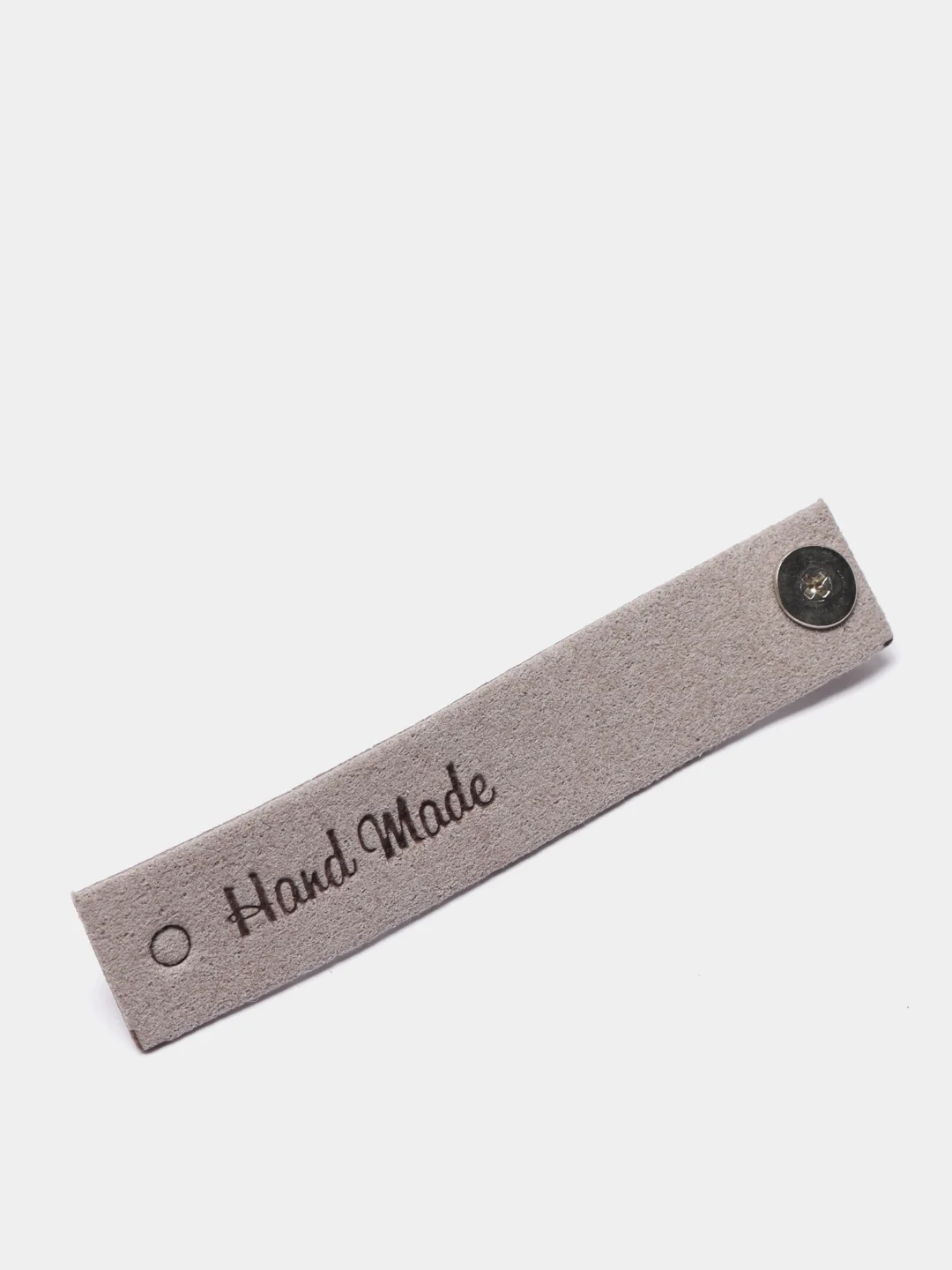 Серый бирка с кнопкой Hand made для вязанных изделий. Для рукаделия