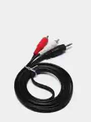 Черный аудио кабель AUX тюльпаны, 3,5 мм - 2 RCA, 1, 5 метра