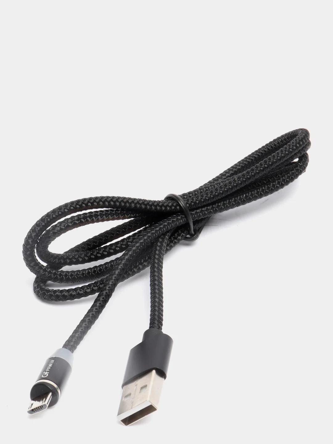 Черный кабель зарядки Micro-USB "GFPower MAG09M", магнитный, 1 метр, 2.4 A, нейлон, Android