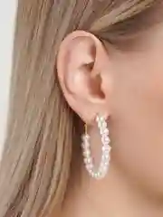 Белый серьги-кольца женские, с жемчугом