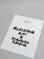 Голубой пакет подарочный  для мужчины с прикольными надписями полиэтиленовый 31х40 см