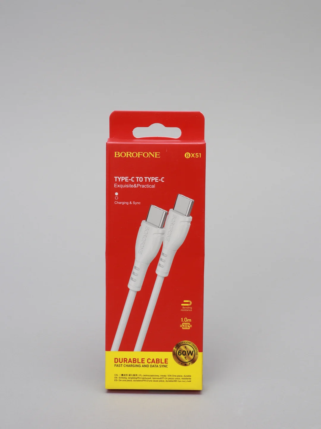 Белый кабель зарядный Borofone BX51 (3A, Type-C/Lightning, Type-C/Type-C для iPhone и Android)