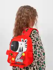 Красный рюкзак детский с зеброй
