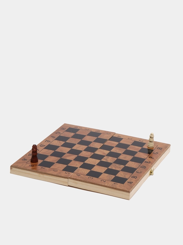 Шахматы с деревянной доской 3 в 1: нарды, шахматы, шашки, 23,5 x 23,5 см
