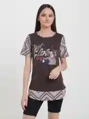 Женская футболка, коричневая с принтом Zarka
