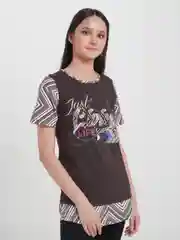 Женская футболка, коричневая с принтом Zarka