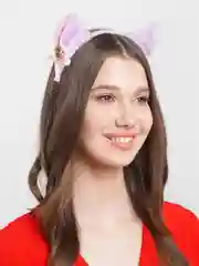 Фиолетовый ободок с ушками, кошачьи ушки