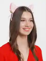 Розовый ободок с ушками, кошачьи ушки