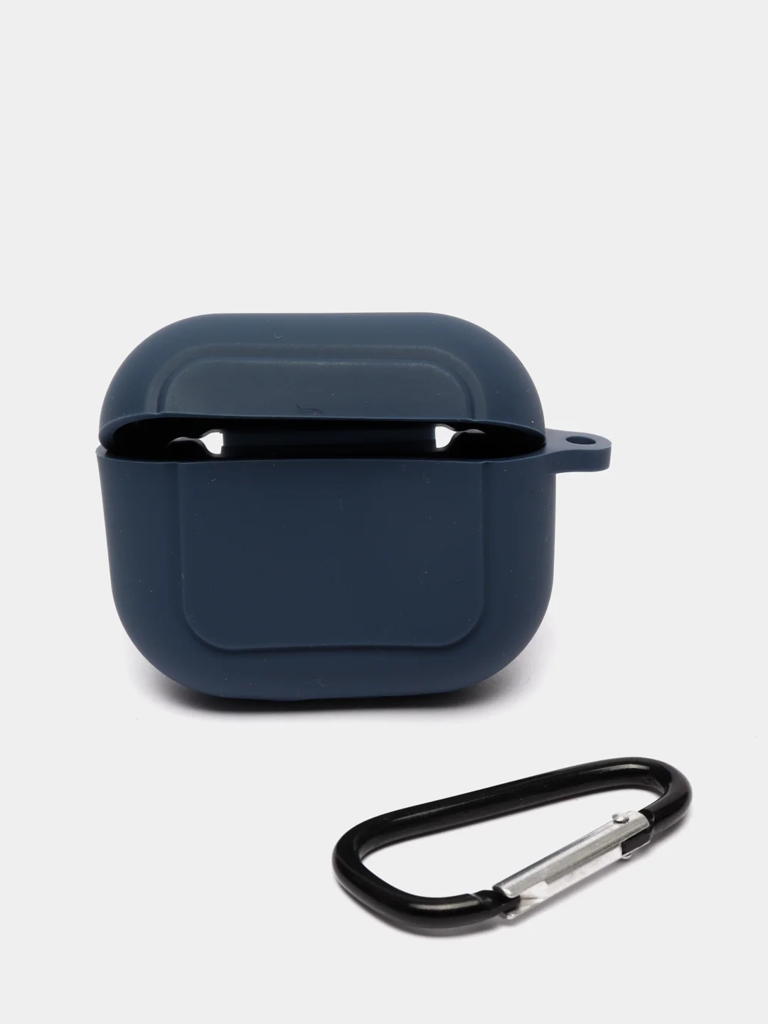 Темно-синий чехол для наушников Apple Airpods 3 с карабином силиконовый