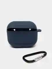 Темно-синий чехол для наушников Apple Airpods 3 с карабином силиконовый