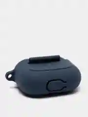 Темно-синий чехол для наушников Apple Airpods 3 с карабином силиконовый