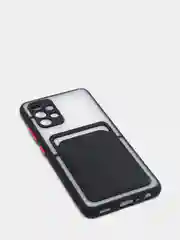 Черный силиконовый прозрачный чехол с визитницей для моделей IPhone и Samsung