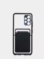 Черный силиконовый прозрачный чехол с визитницей для моделей IPhone и Samsung
