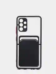 Черный силиконовый прозрачный чехол с визитницей для моделей IPhone и Samsung