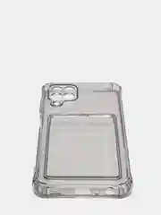 Серый силиконовый прозрачный чехол с визитницей для моделей IPhone и Samsung