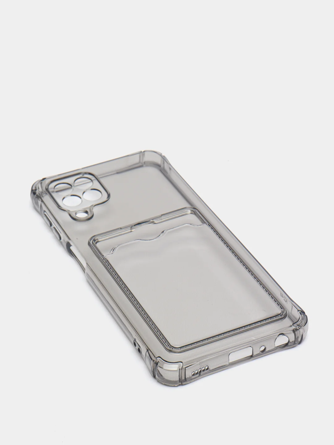 Серый силиконовый прозрачный чехол с визитницей для моделей IPhone и Samsung