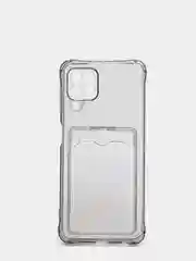 Серый силиконовый прозрачный чехол с визитницей для моделей IPhone и Samsung