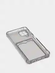 Серый силиконовый прозрачный чехол с визитницей для моделей IPhone и Samsung