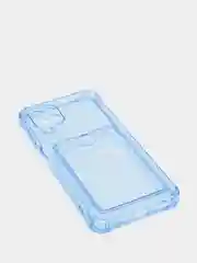 Голубой силиконовый прозрачный чехол с визитницей для моделей IPhone и Samsung