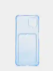 Голубой силиконовый прозрачный чехол с визитницей для моделей IPhone и Samsung