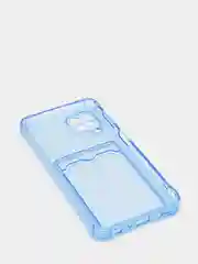 Голубой силиконовый прозрачный чехол с визитницей для моделей IPhone и Samsung