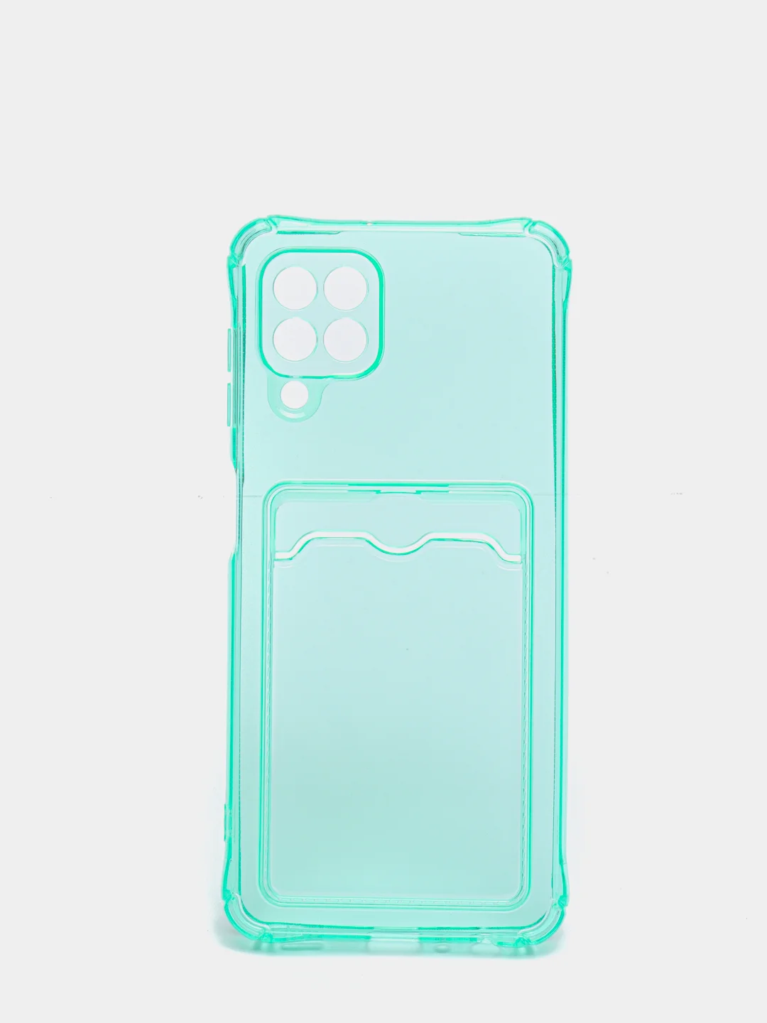 Салатовый силиконовый прозрачный чехол с визитницей для моделей IPhone и Samsung
