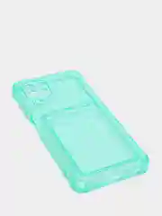 Салатовый силиконовый прозрачный чехол с визитницей для моделей IPhone и Samsung