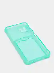 Салатовый силиконовый прозрачный чехол с визитницей для моделей IPhone и Samsung