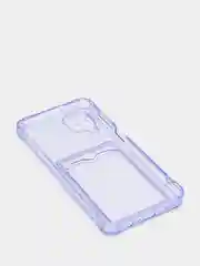 Лавандовый силиконовый прозрачный чехол с визитницей для моделей IPhone и Samsung