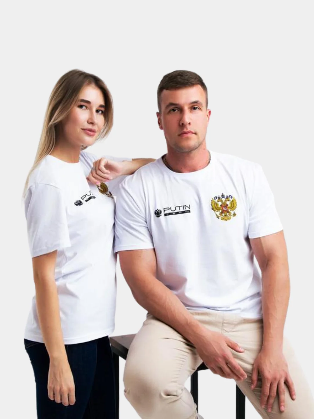 Футболка белая "Команда Путина", унисекс