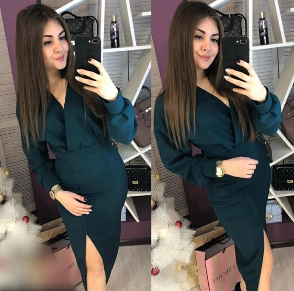 Морской женственное повседневное платье, длины миди, с разрезом
