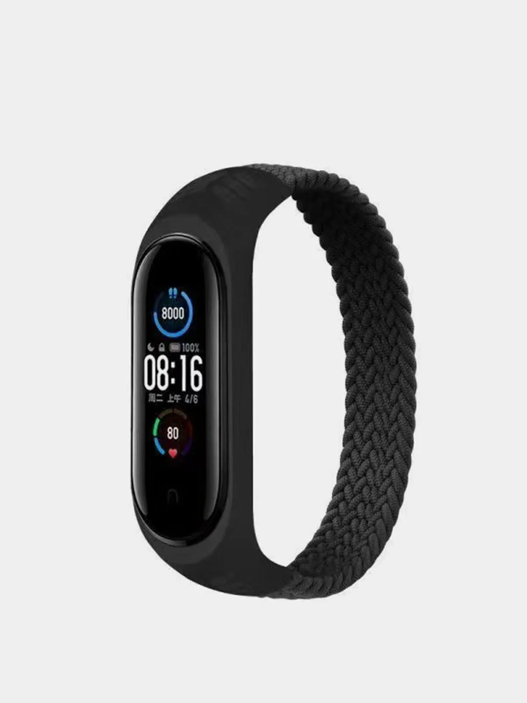 Черный ремешок матерчатый, для Xiaomi Mi Band 3, 4, 5, 6, 7
