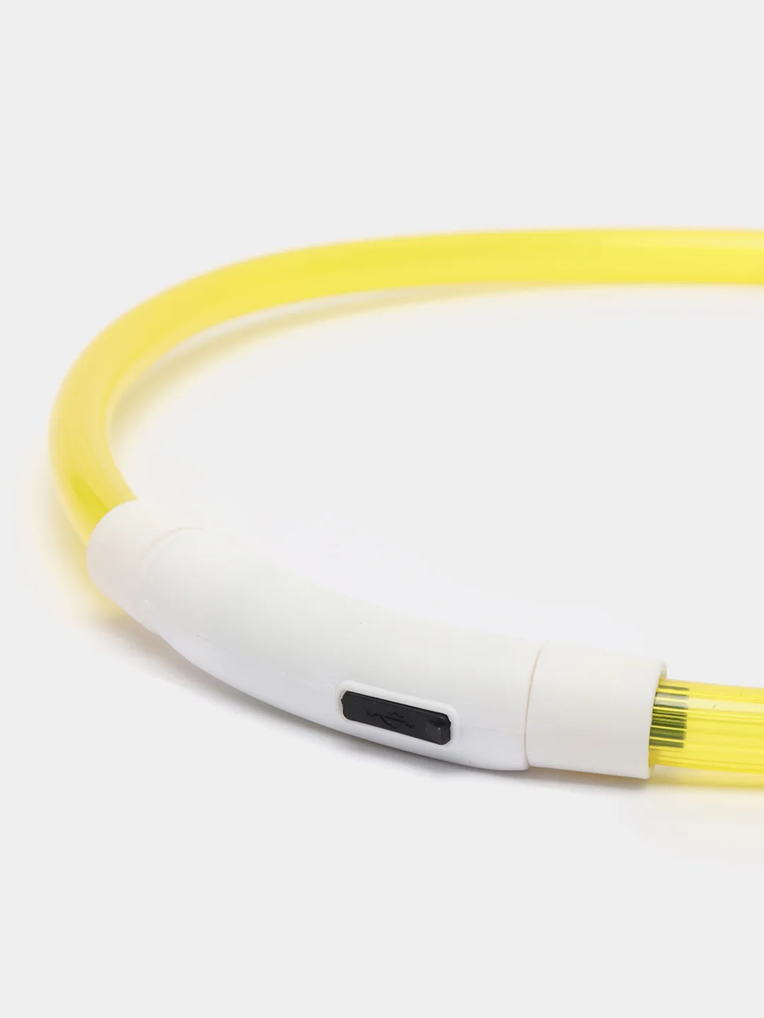 Желтый светящийся LED ошейник силиконовый для собак, на USB зарядке