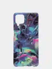 Синий чехол для Samsung A12, A22, A51, A52, A72, S20FE, S21FE, S22 цветы, голограмма