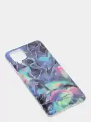 Синий чехол для Samsung A12, A22, A51, A52, A72, S20FE, S21FE, S22 цветы, голограмма