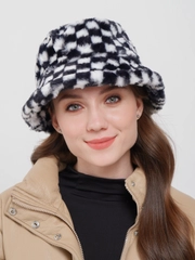 Панама меховая женская в клетку