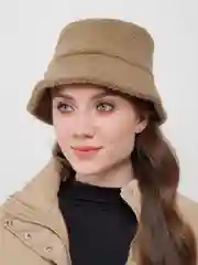 Карамельный панама меховая, панамка тёплая в корейском стиле
