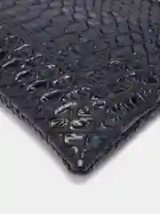Синий меланж косметичка кожаная