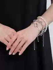 Серебряный браслет с искусственным жемчугом, 3 штуки