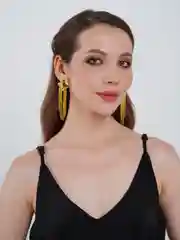 Золотой длинные серьги