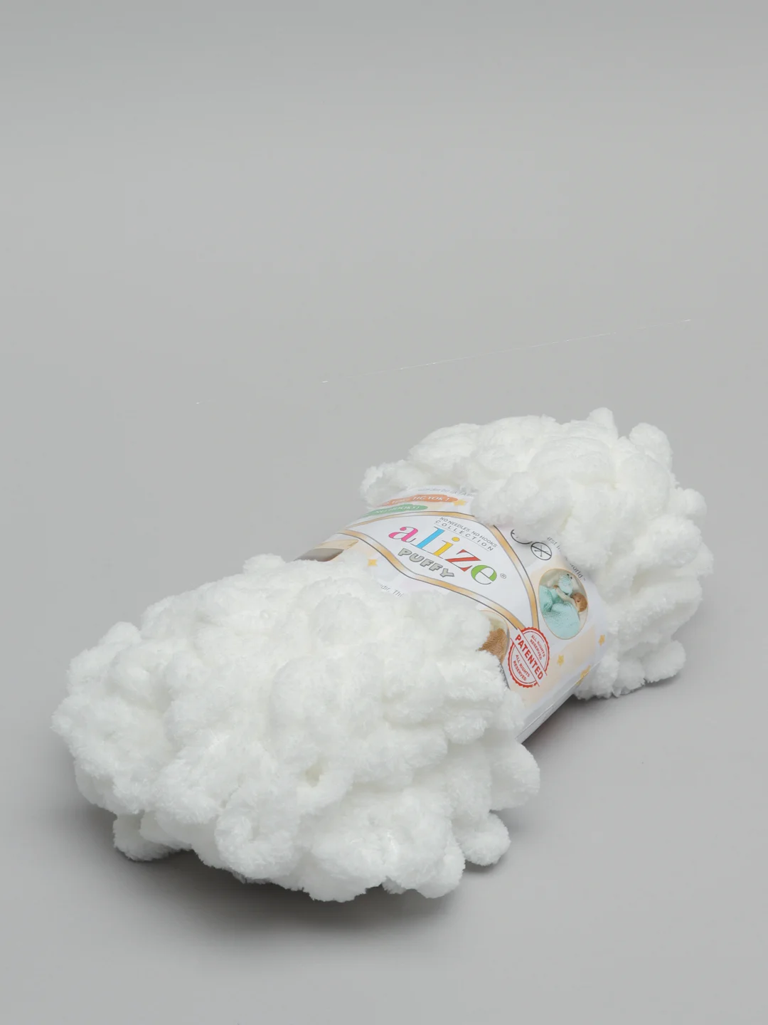 Белый пряжа Alize puffy турецкая, длина 9 м, 100 г