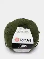 Зелёный хаки пряжа YarnArt Jeans, 50 г, 160 м
