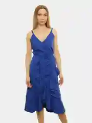 Индиго платье с открытыми плечами