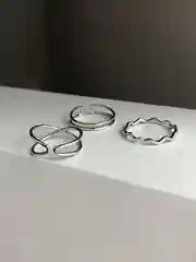Серебряный кольцо женское, набор 3 шт, кольца под серебро.