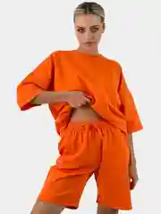 Оранжевый комплект женский из шорт и футболки